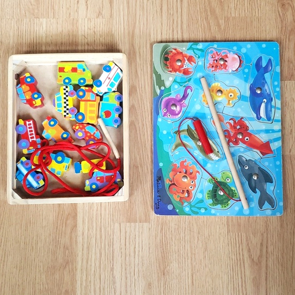 2 wooden learning toys